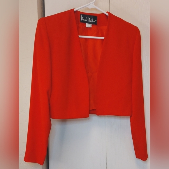 Nicole Miller Jackets & Blazers - Nicole Miller Red Cropped Bolero Jacket Size 2 Lined Vintage Long Sleeve Open